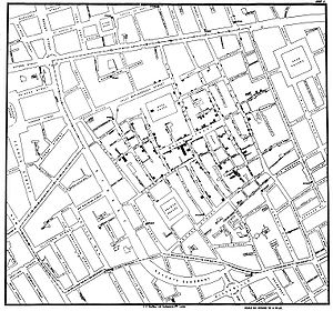 Snows kort over koleratilf�ldene i london i 1854